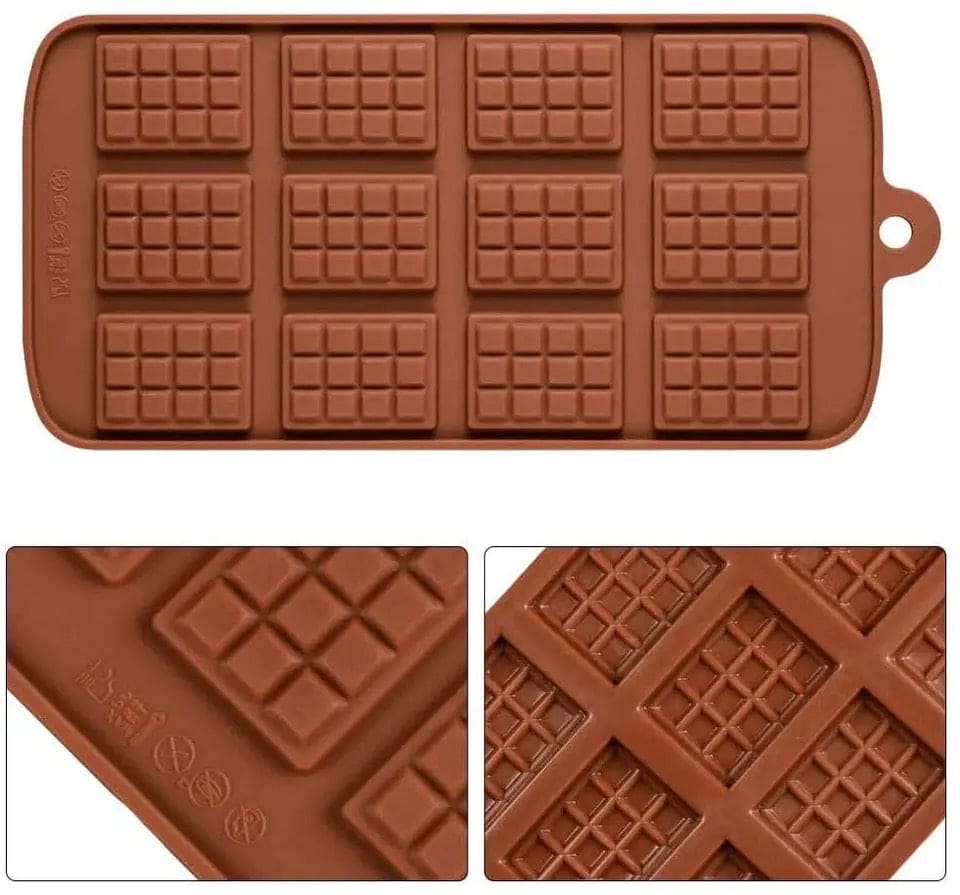 Silicone Chocolate Mini Bar Mold, 12 Even Chocolate Mold, Fondant Patisserie Candy Bar Mold, Non Stick Cake Decoration Mold, Mini Waffle Shape Mold, Flexible Clip-On Bar Trays Suitable for Chocolate, Kitchen Baking Accessories Silicone Chocolate Mini Bar Mold, 12 Even Chocolate Mold, Fondant Patisserie Candy Bar Mold, Non Stick Cake Decoration Mold, Mini Waffle Shape Mold, Flexible Clip-On Bar Trays Suitable for Chocolate, Kitchen Baking Accessories